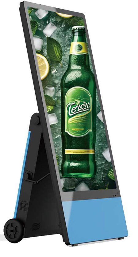 Wheeled outdoor advertising poster display
