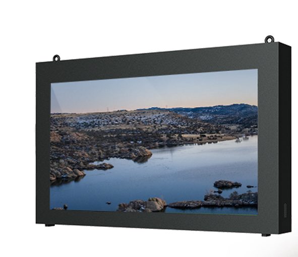 Rugged outdoor LCD wall-mount display with scenic content