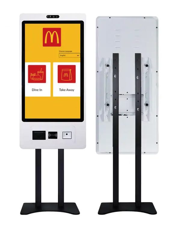 Self-service kiosk dual-view unit showing front and back