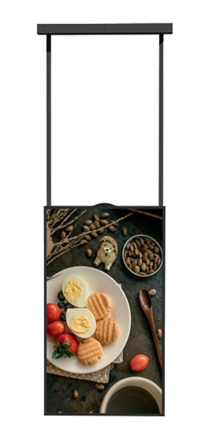 Ceiling-hung double-sided window display